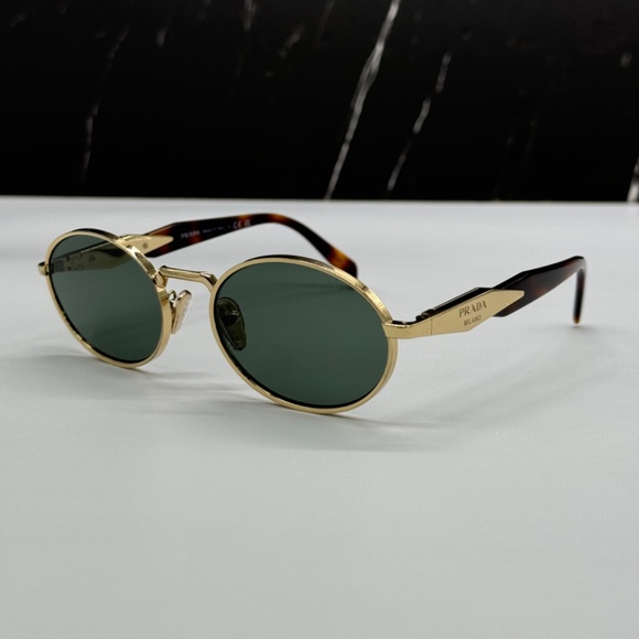 NEW SPR 65Z ZVN70L PRADA GOLD GREEN PR65ZS ZVN70L OVAL UNISEX SUNGLASSES - Picture 6 of 14